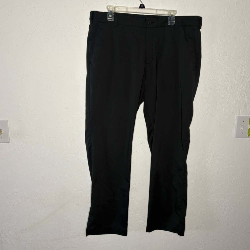 Nike Golf Pants Black Men Size 38/32 Classic Fit Straight Leg Dri Fit Zip Button